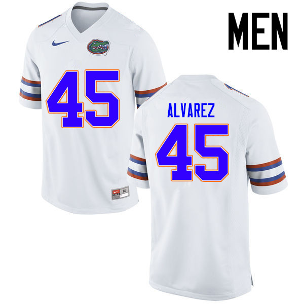 Men Florida Gators #45 Carlos Alvarez College Football Jerseys Sale-White - Click Image to Close